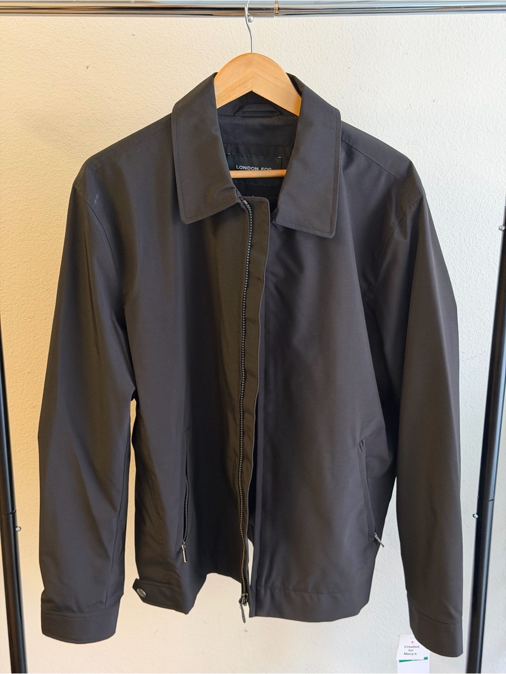 London Fog Men's Black Lightweight Shirt Jacket with Zip Front